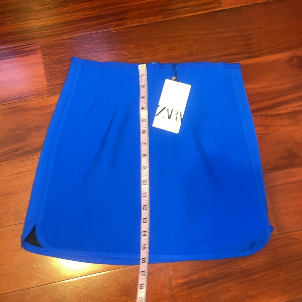 New ZARA SHORT SATIN EFFECT BLUE MINI SKIRT SIZE S 2143/248/420 - Picture 10 of 16